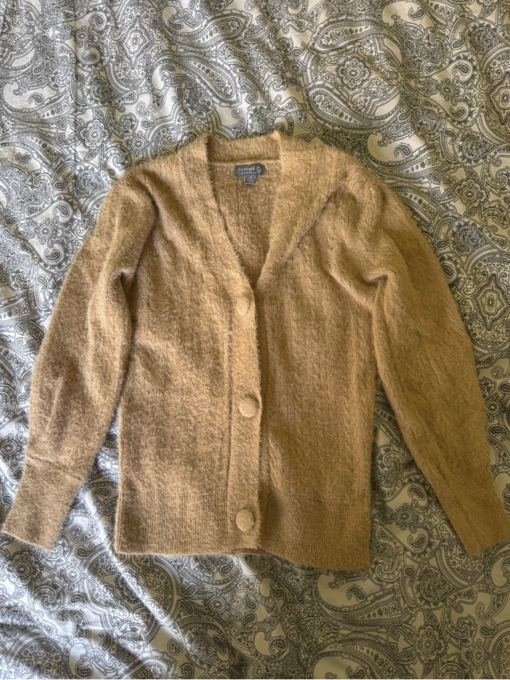 Tan fuzzy cardigan
